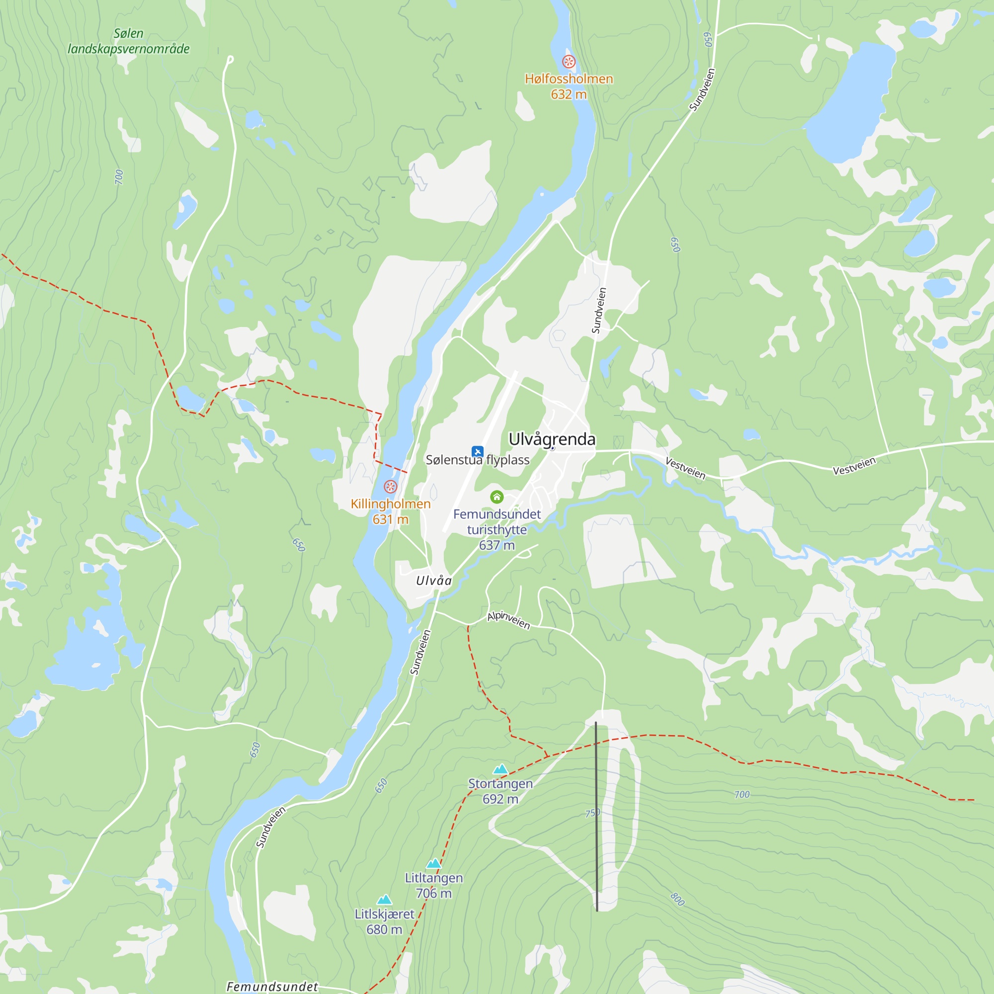 Femundsundet turisthytte map