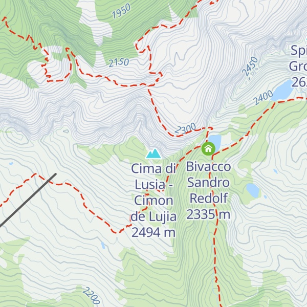 Map of Cima di Lusia - Cimon de Lujia