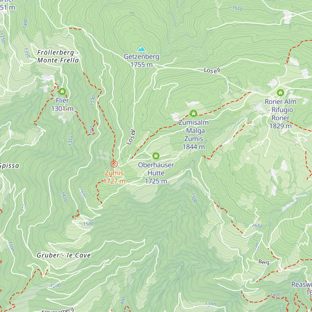 Oberhauser Hütte map