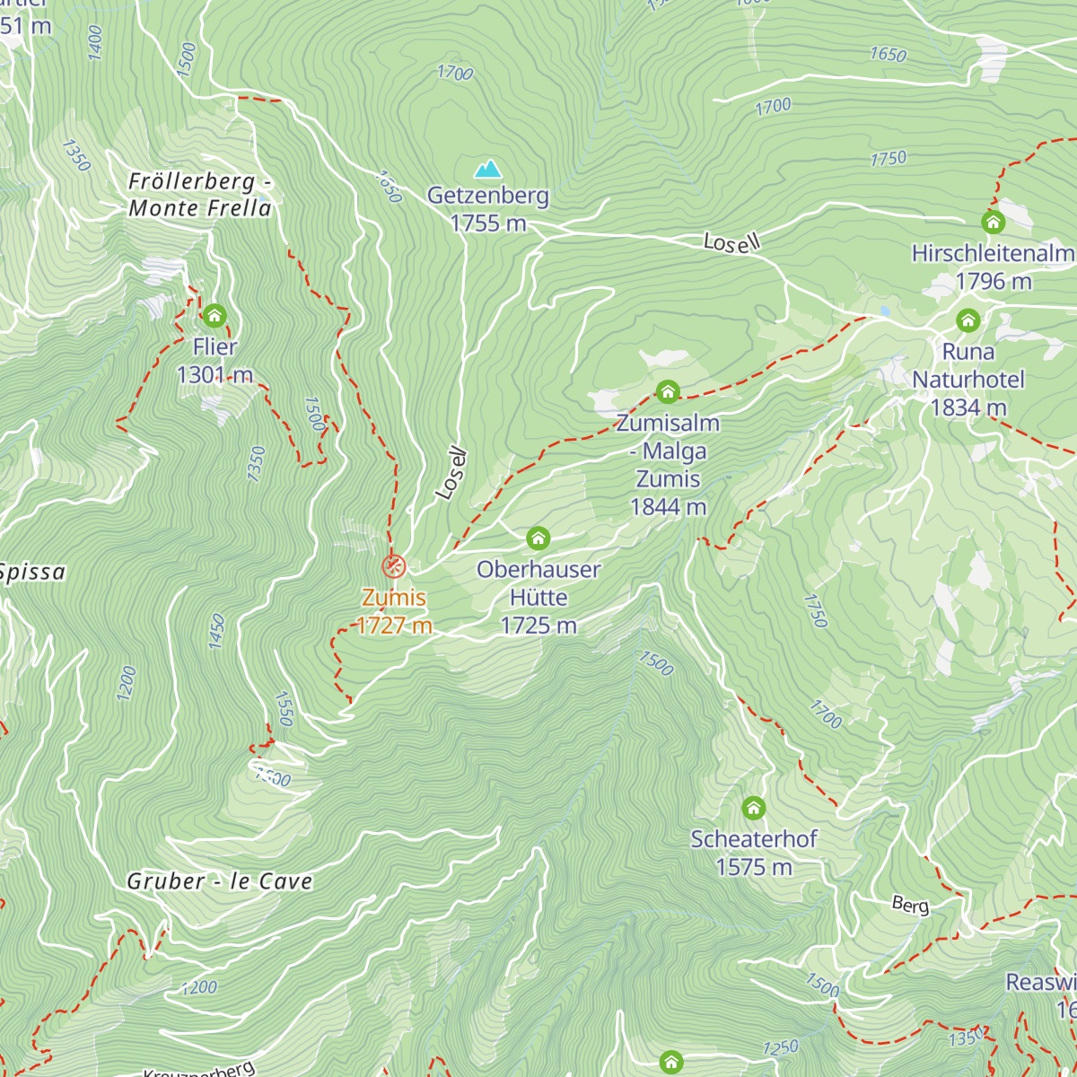 Oberhauser Hütte map