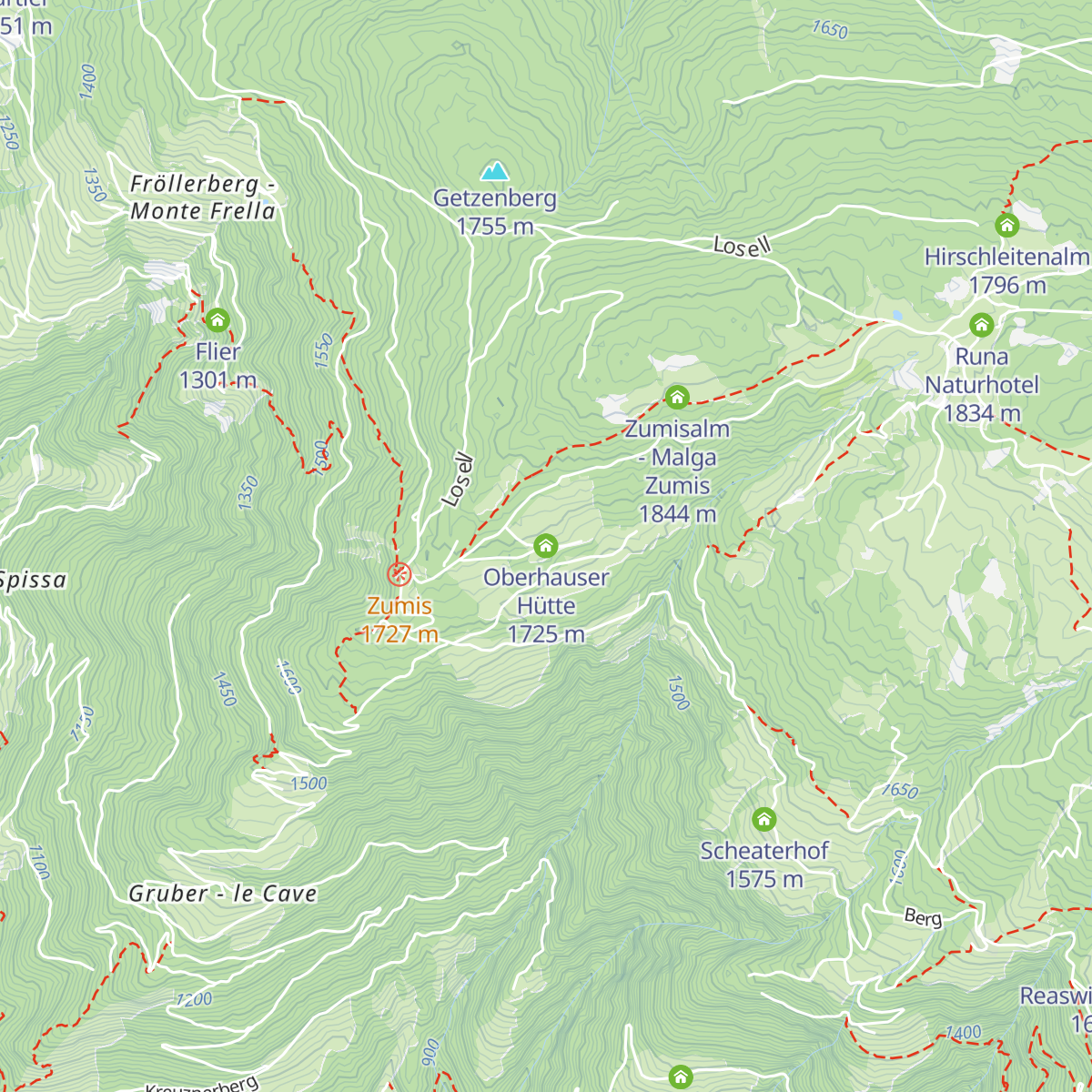 Oberhauser Hütte map