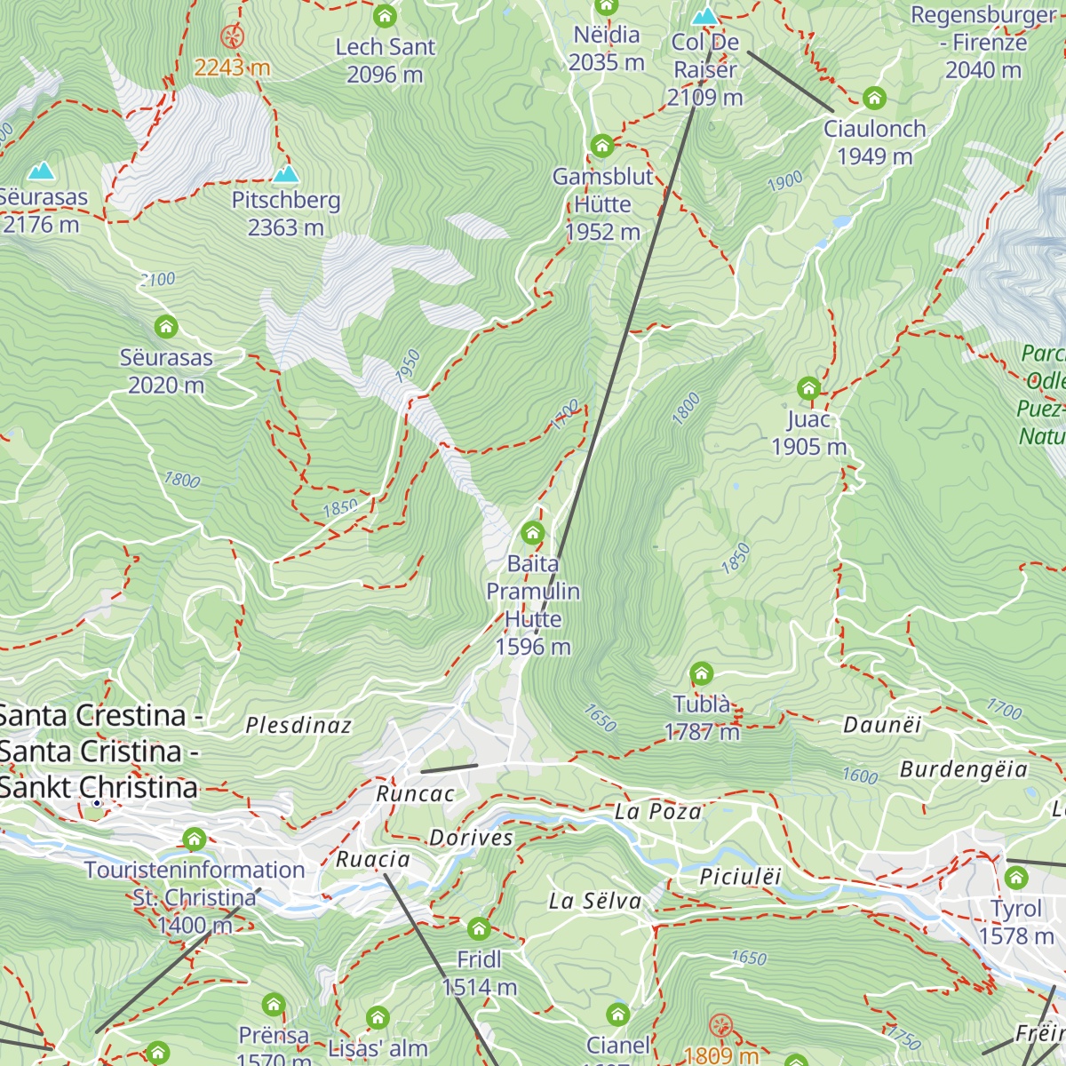 Baita Pramulin Hutte map