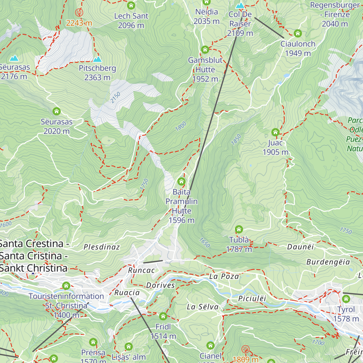 Baita Pramulin Hutte map