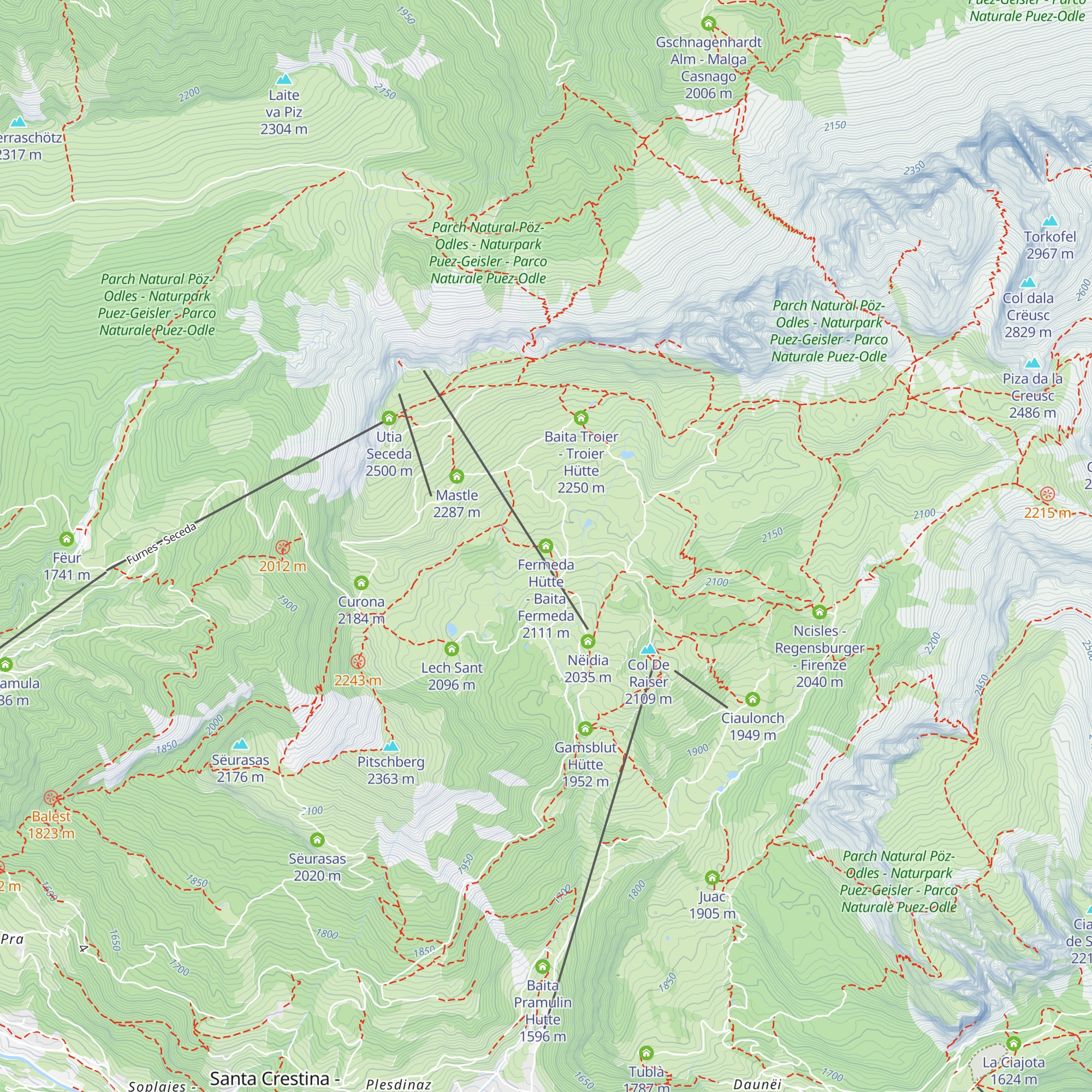 Fermeda Hütte - Baita Fermeda map