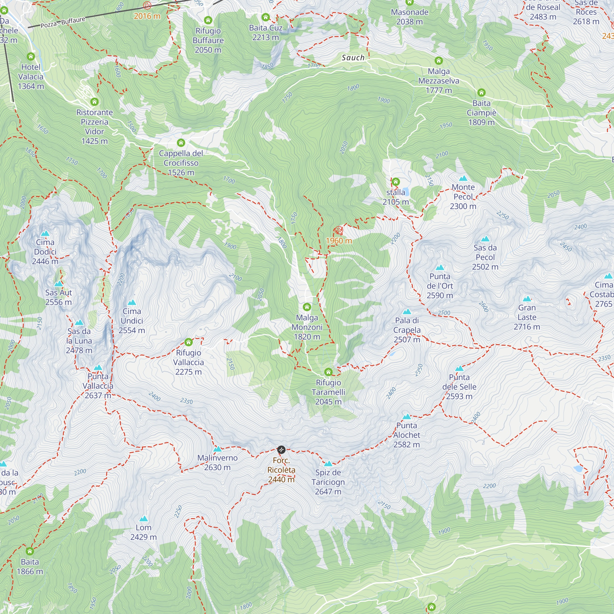 Malga Monzoni map