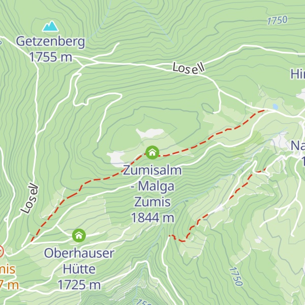 Map of Zumisalm - Malga Zumis