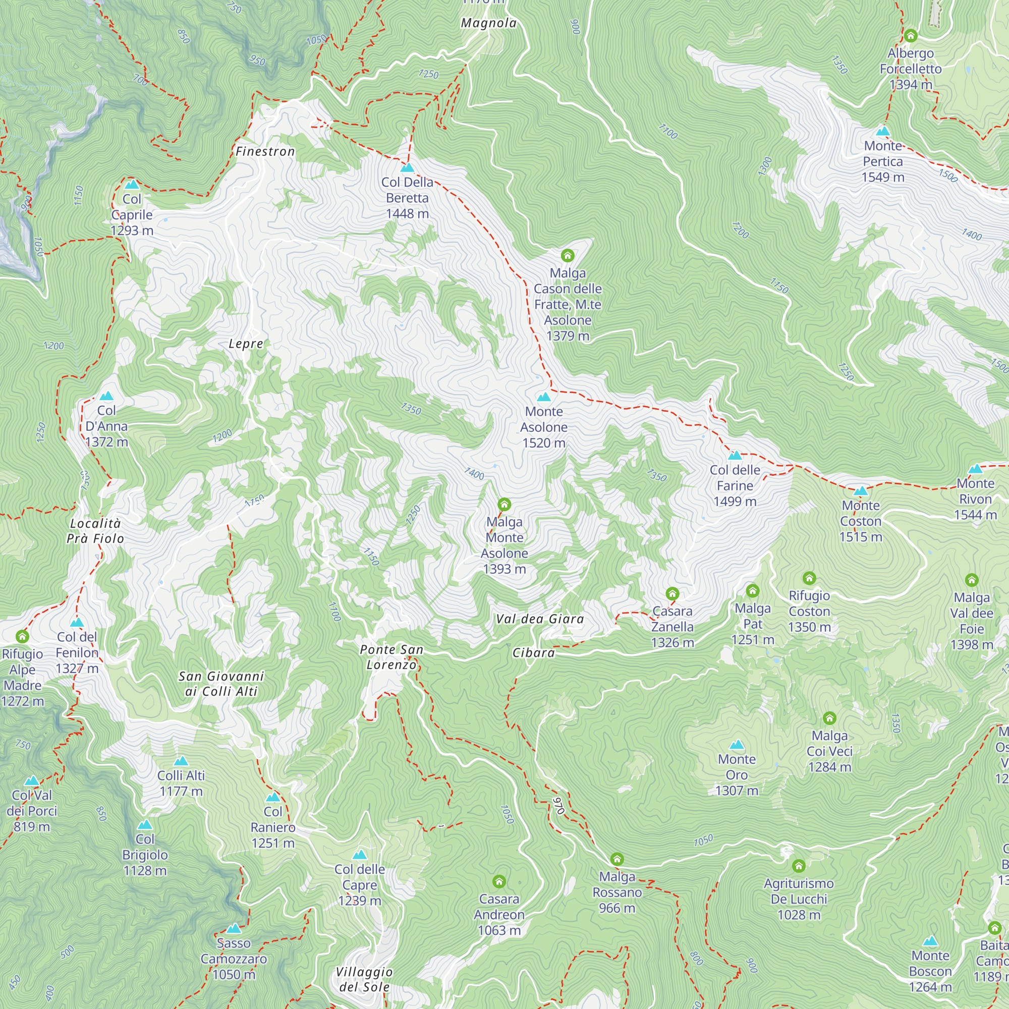 Malga Monte Asolone map