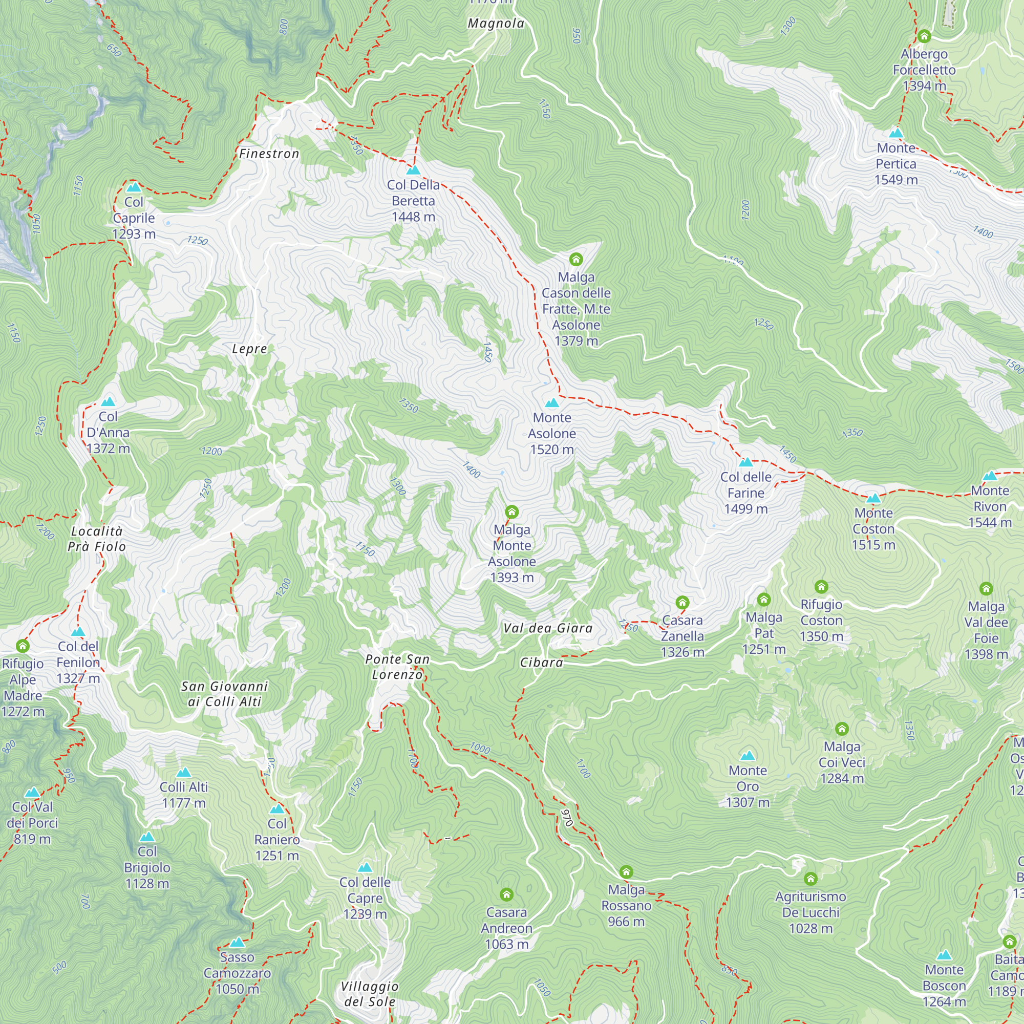 Malga Monte Asolone map