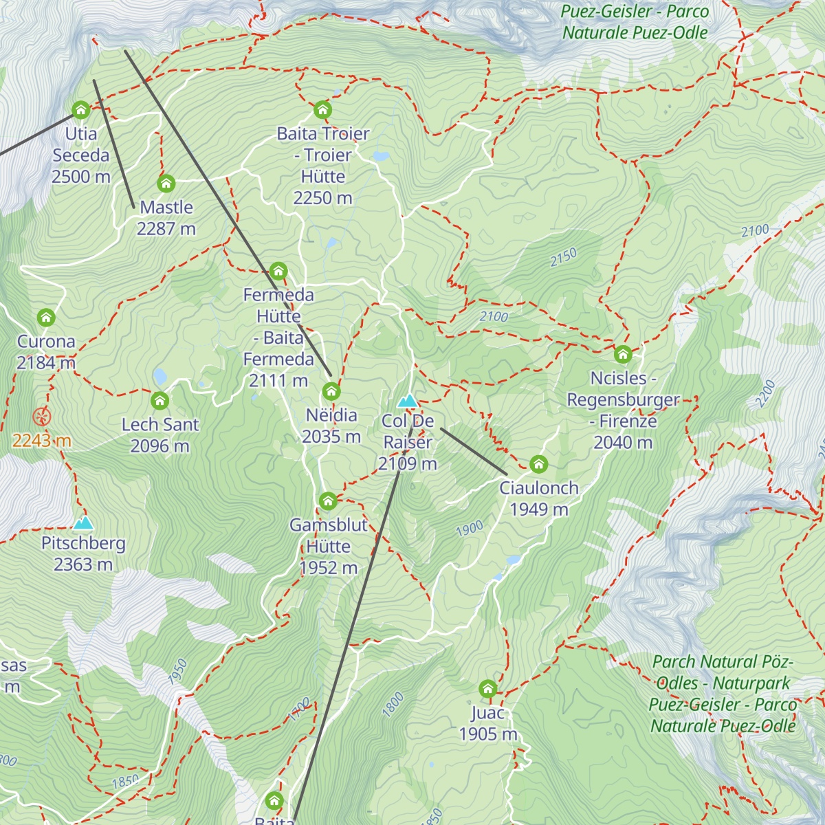 Almhotel Col Raiser map
