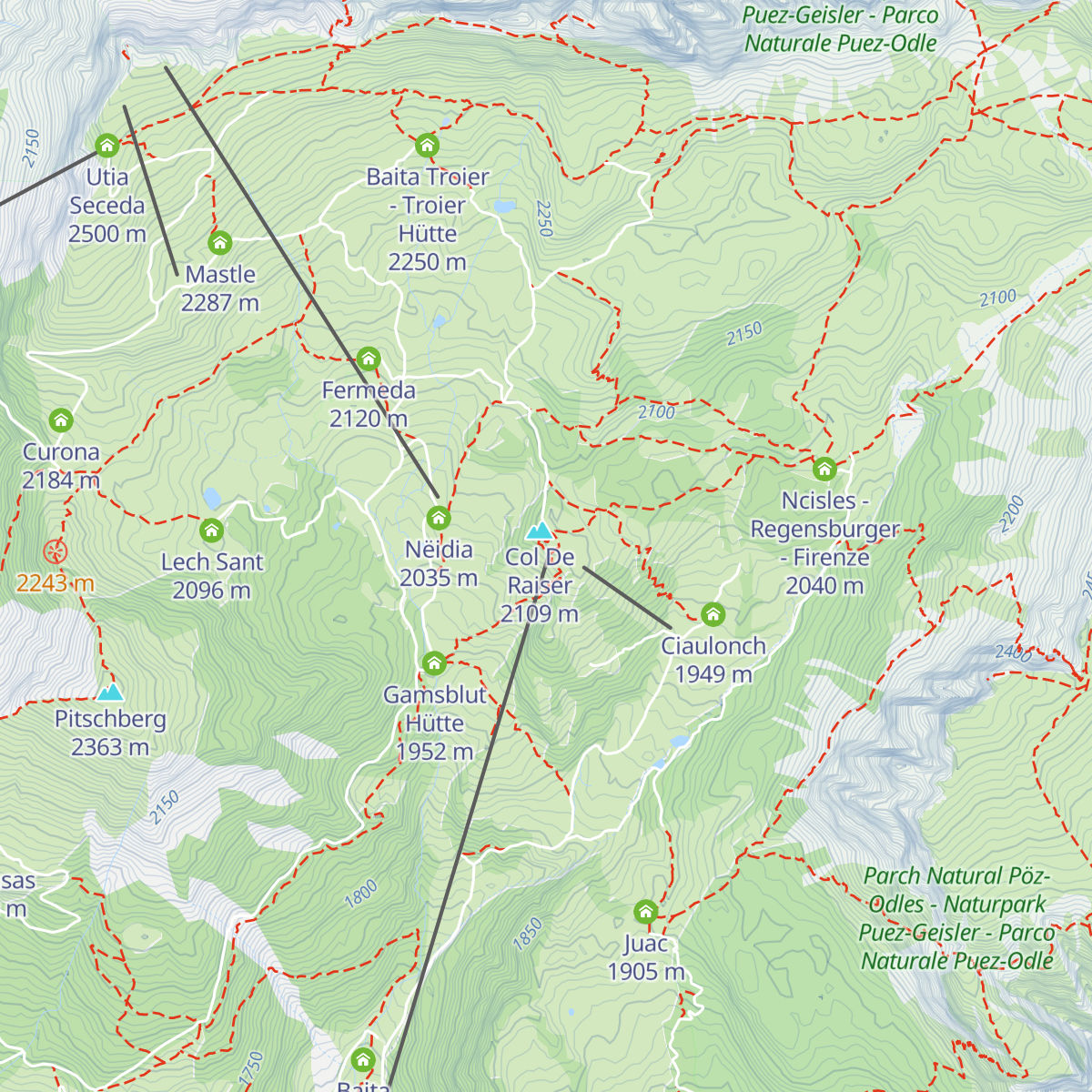 Almhotel Col Raiser map