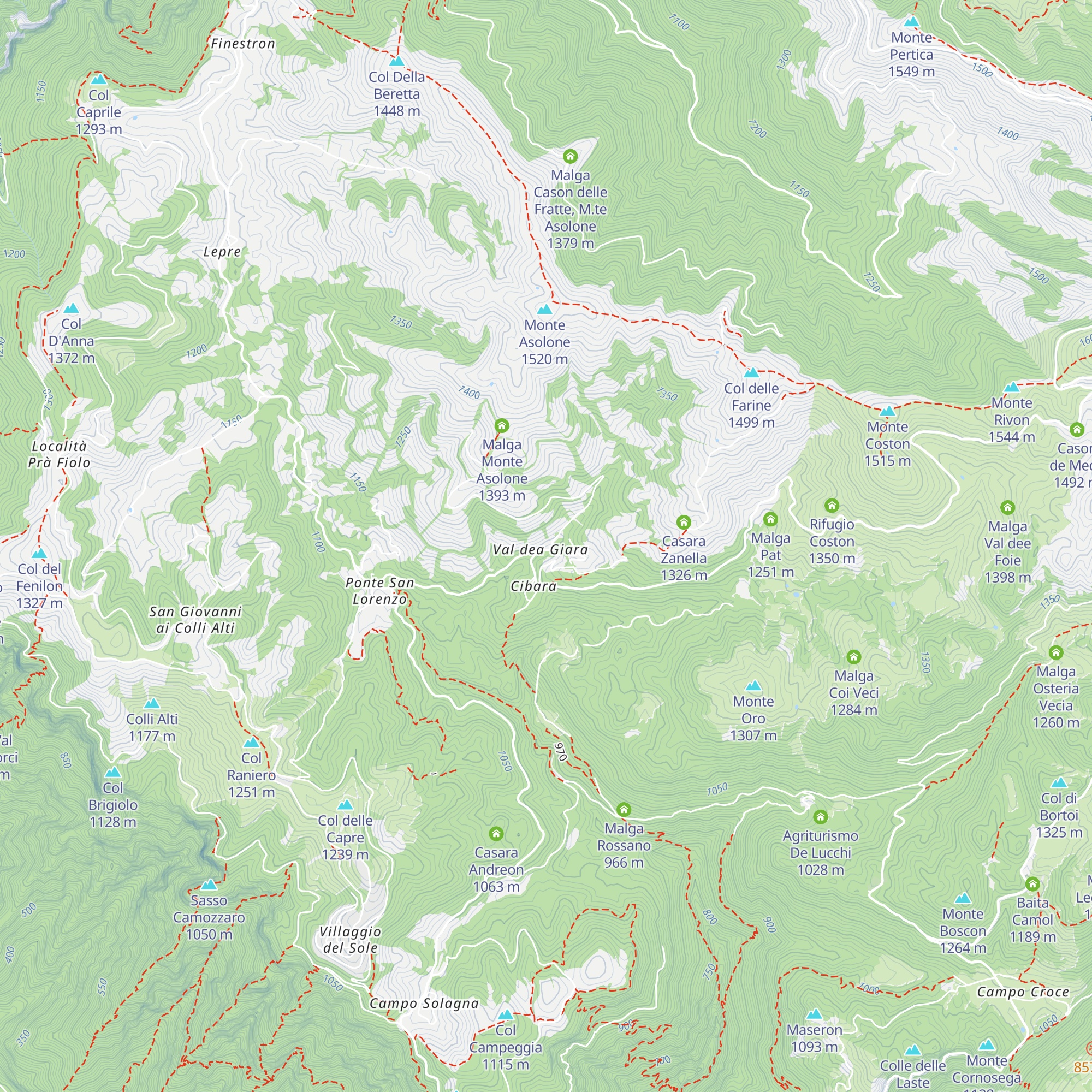 Baita Monte Asolone map