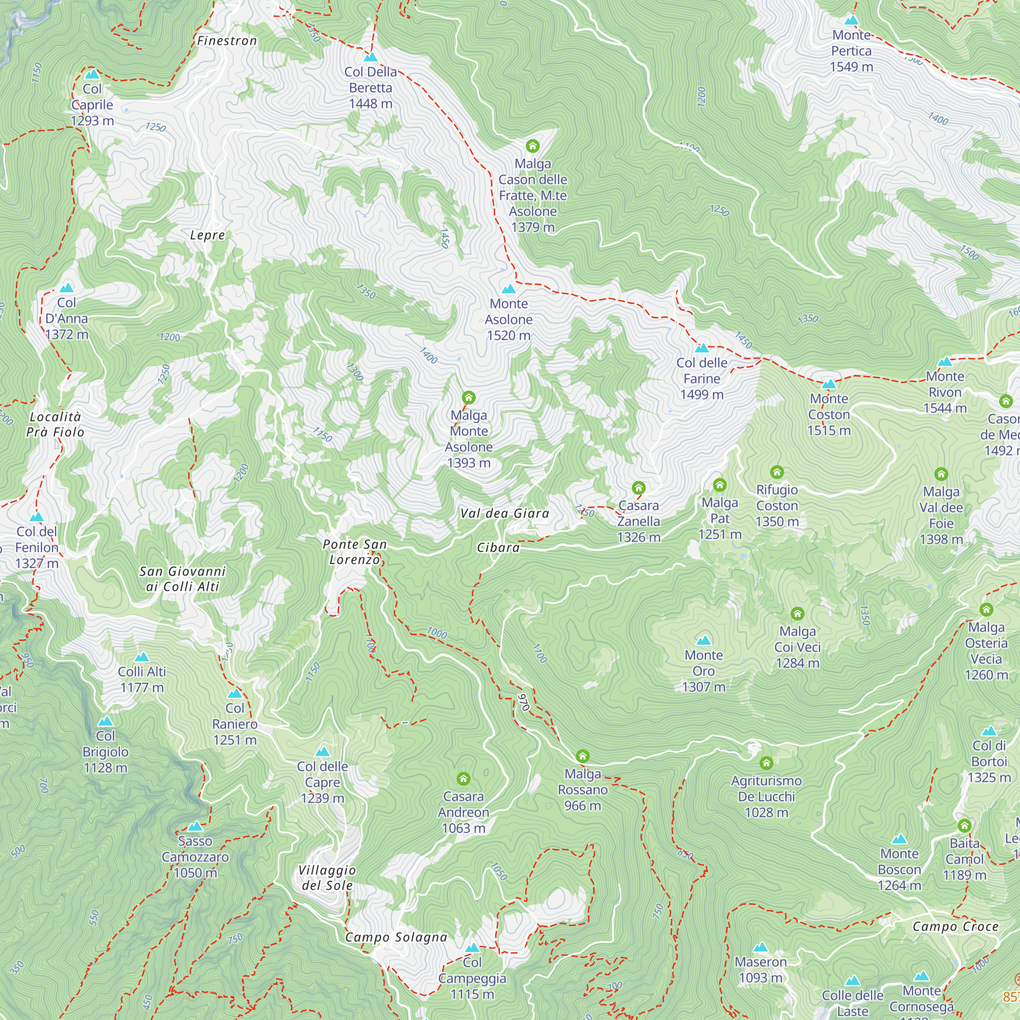 Baita Monte Asolone map