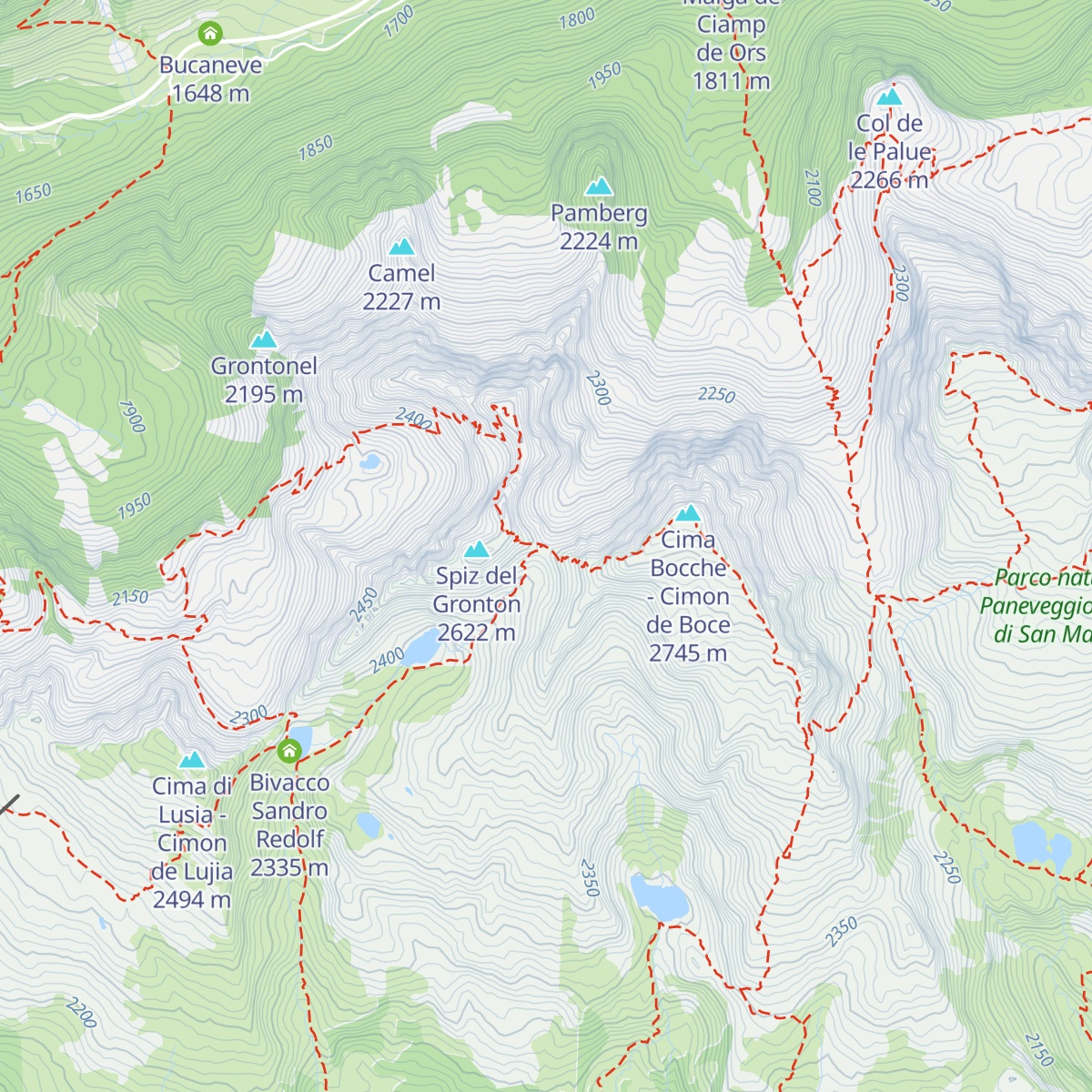 Bivacco Forcella Bocche map