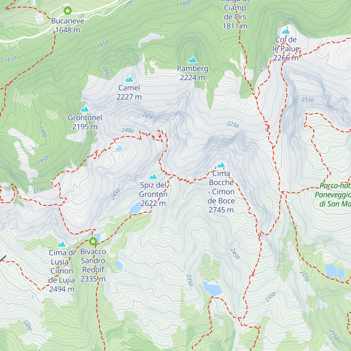 Bivacco Forcella Bocche map
