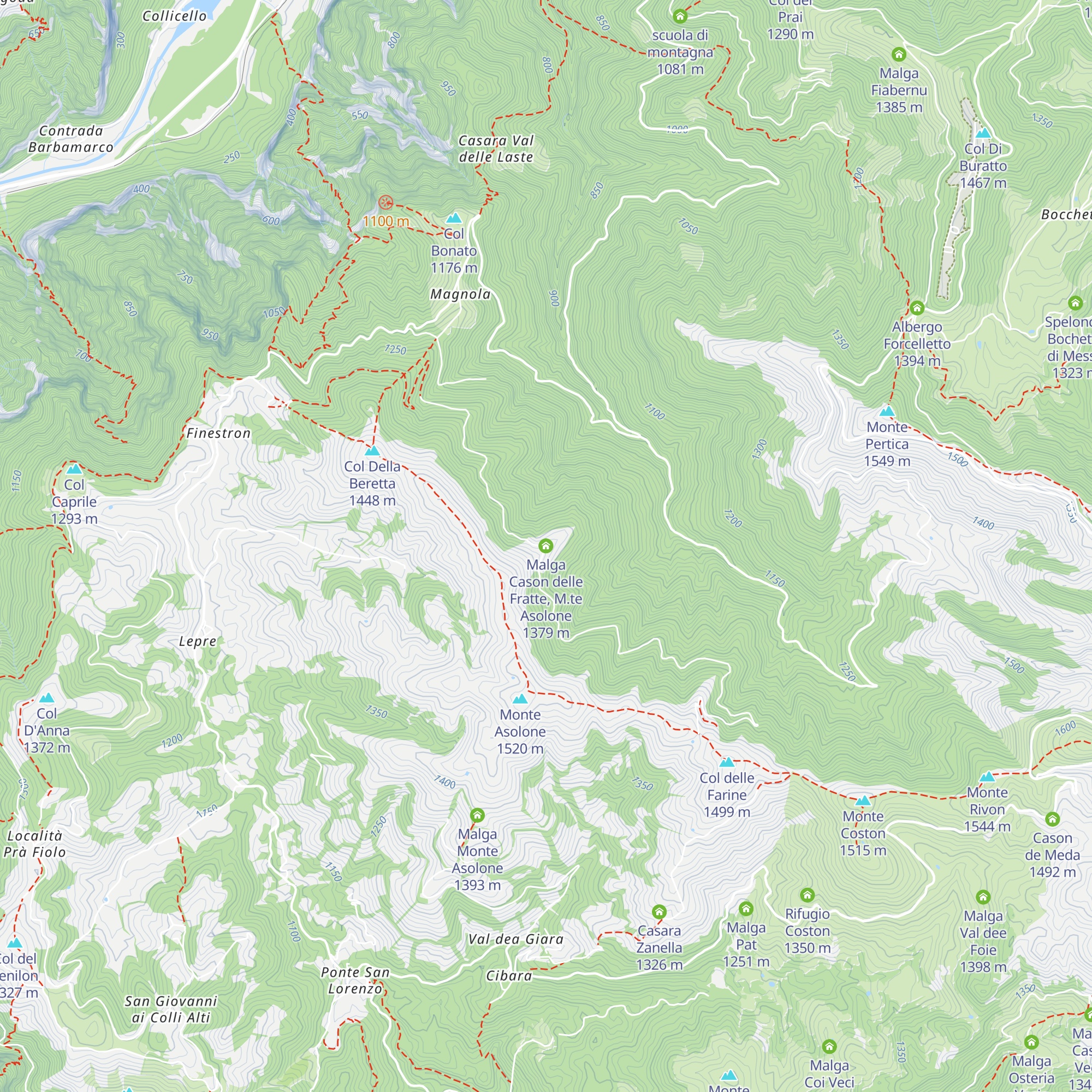 Malga Cason delle Fratte, M.te Asolone map