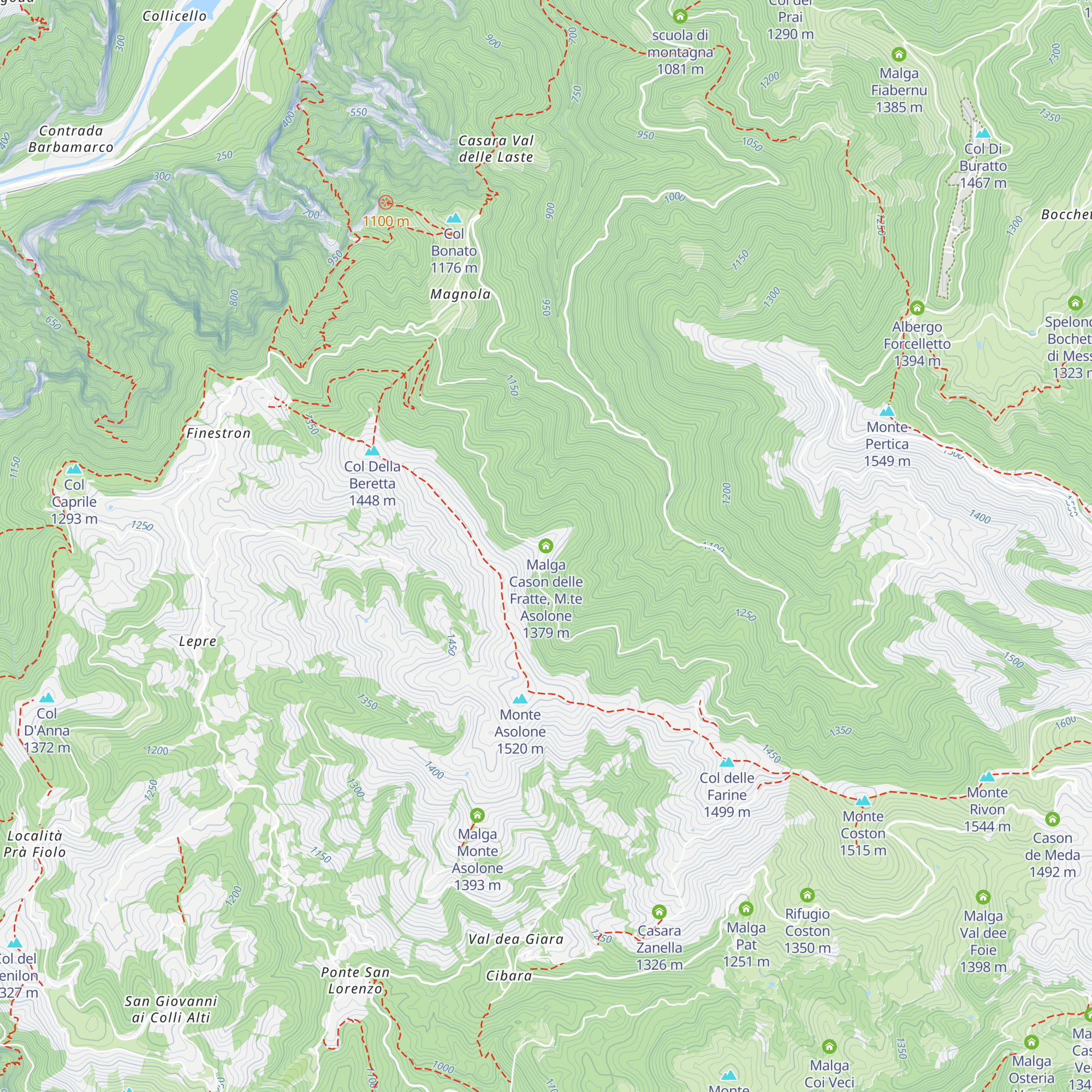 Malga Cason delle Fratte, M.te Asolone map