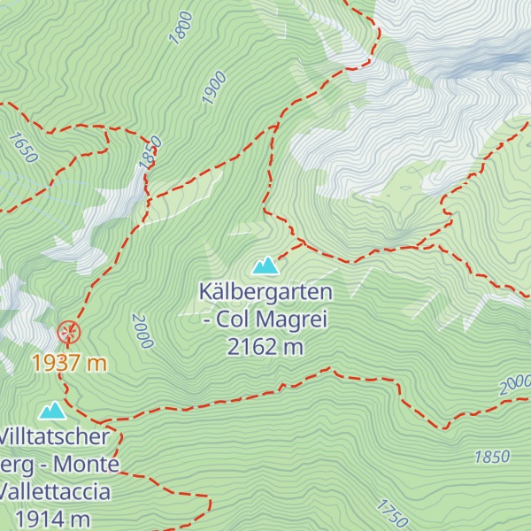Map of Kälbergarten - Col Magrei