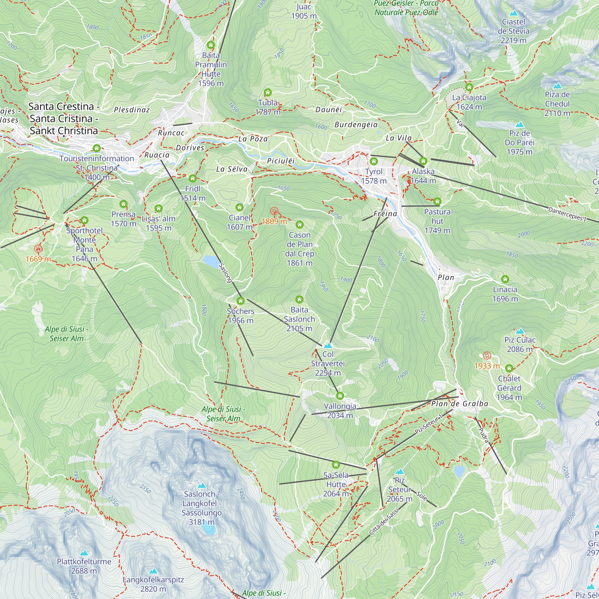 Baita Saslonch map