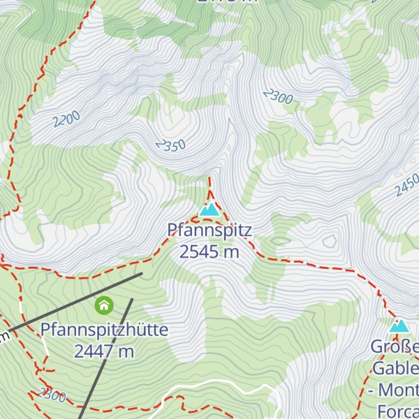 Map of Pfannspitz - Monte Fana