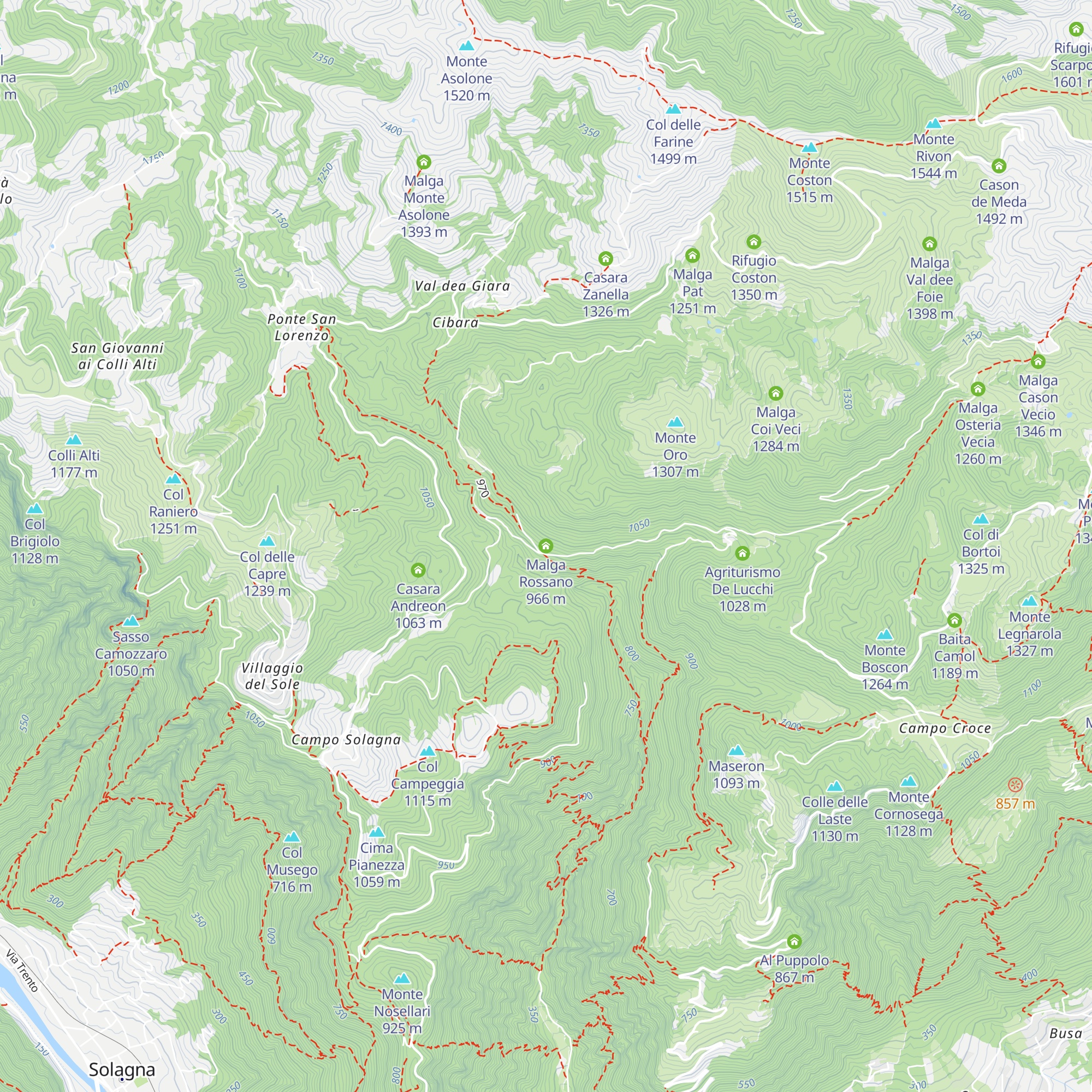 Malga Rossano map