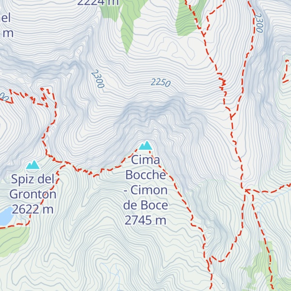 Map of Cima Bocche - Cimon de Boce