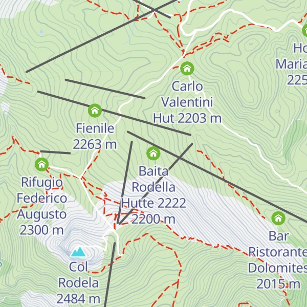 Map of Baita Rodella Hutte 2222