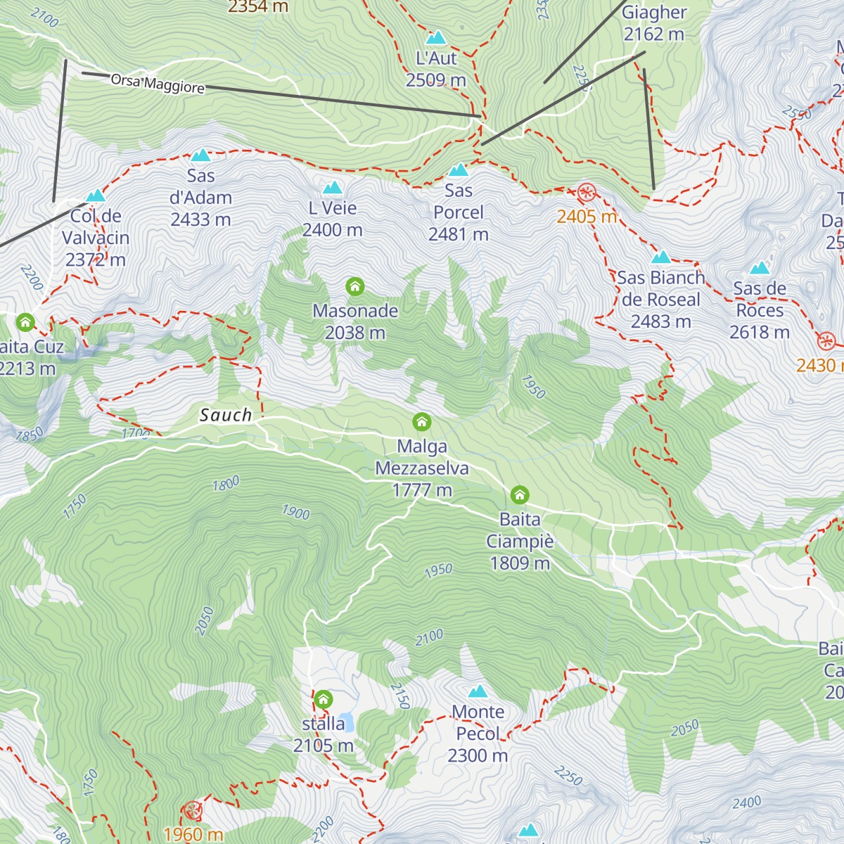 Malga Mezzaselva map