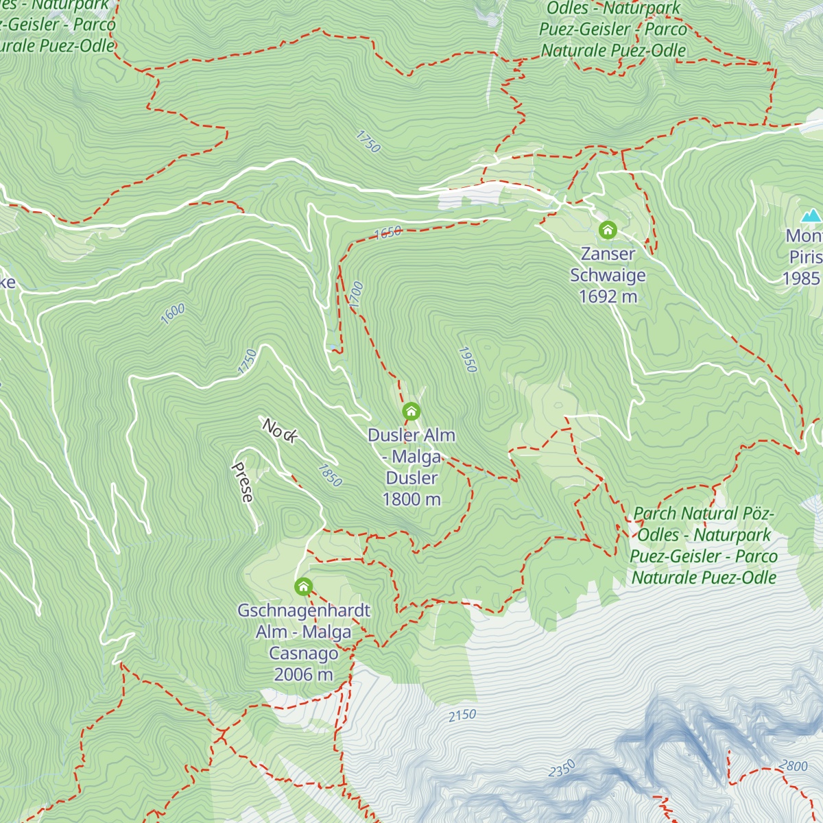 Dusler Alm - Malga Dusler map