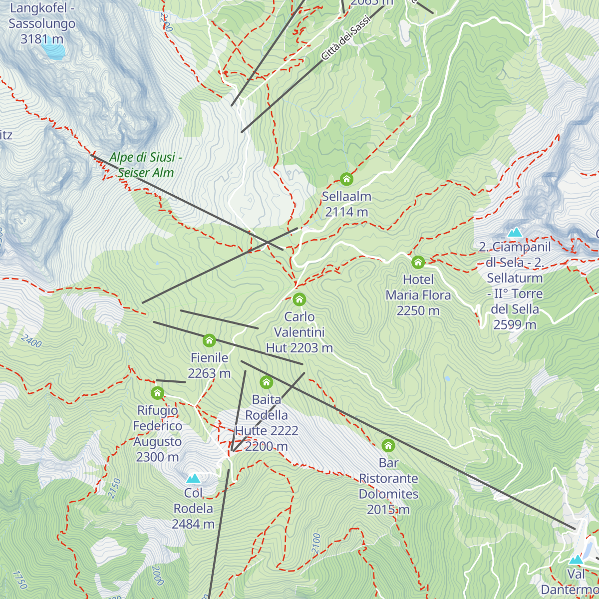 Carlo Valentini Hut map