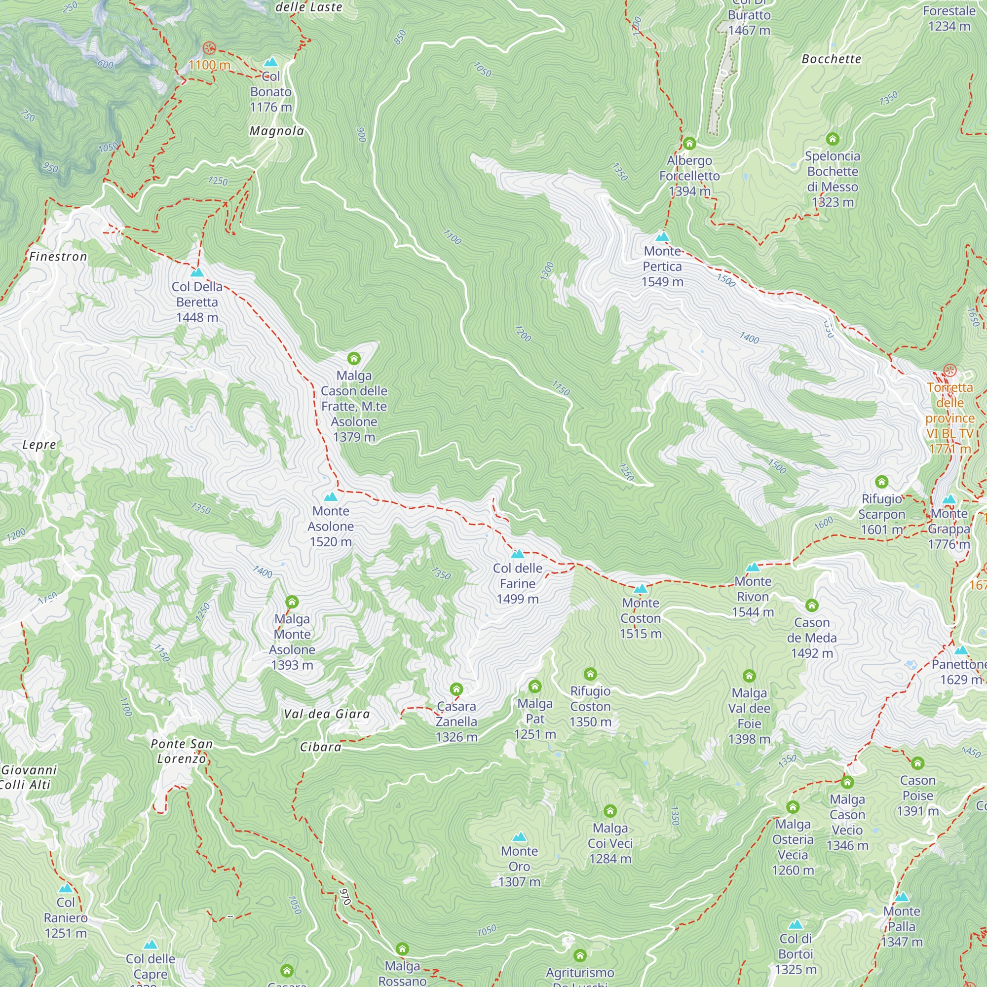 Malga Farine map
