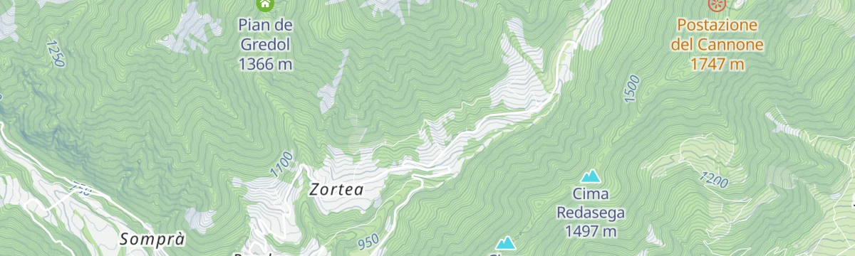 Map of the start of Rifugio Lozen (Canal S. Bovo) PS