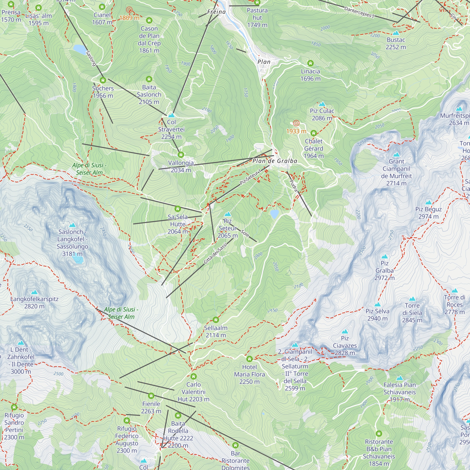 Ciavaz hut map