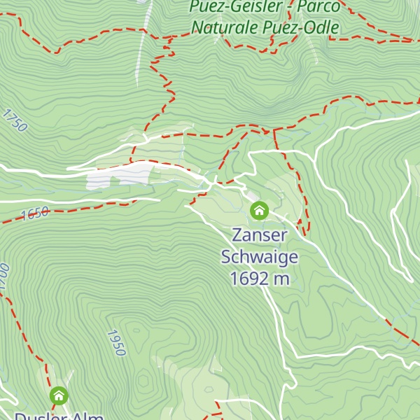 Map of Zanser Alm - Malga Zannes
