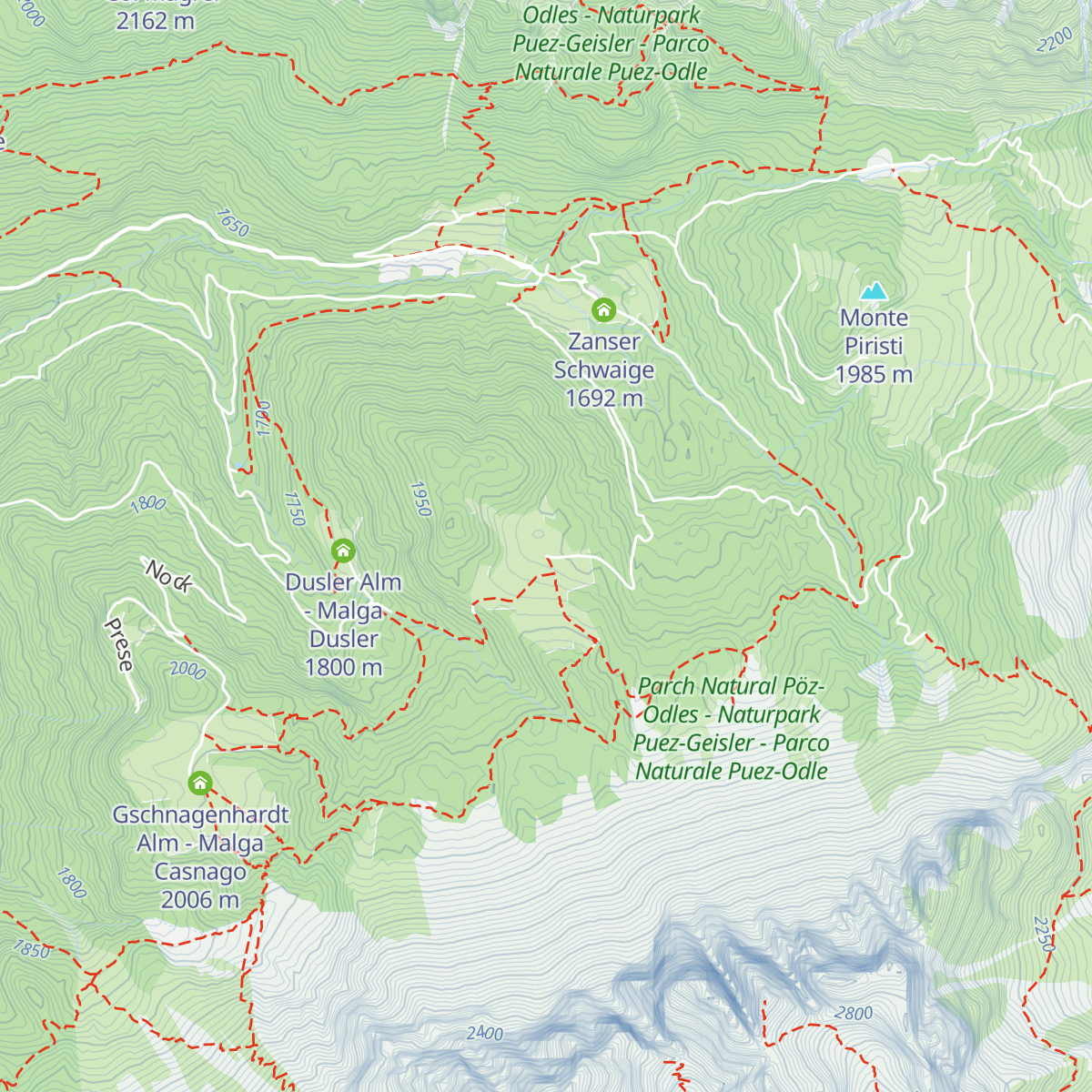 Glatsch Alm - Malga Glatsch map