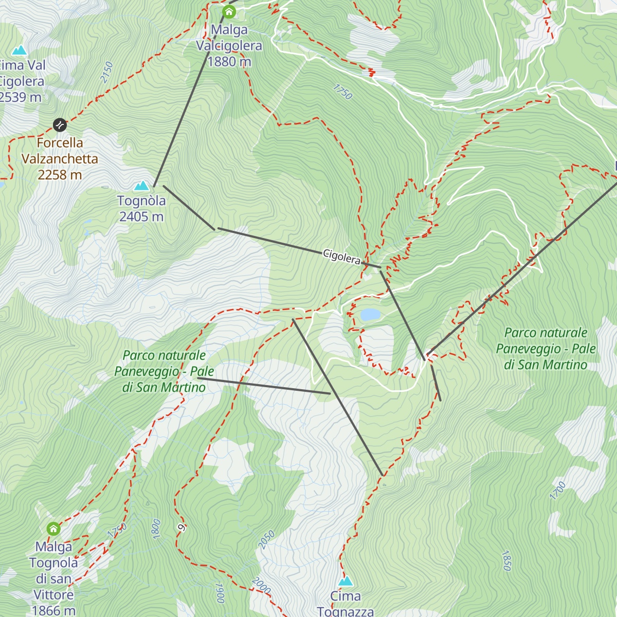 Malga Tognòla map