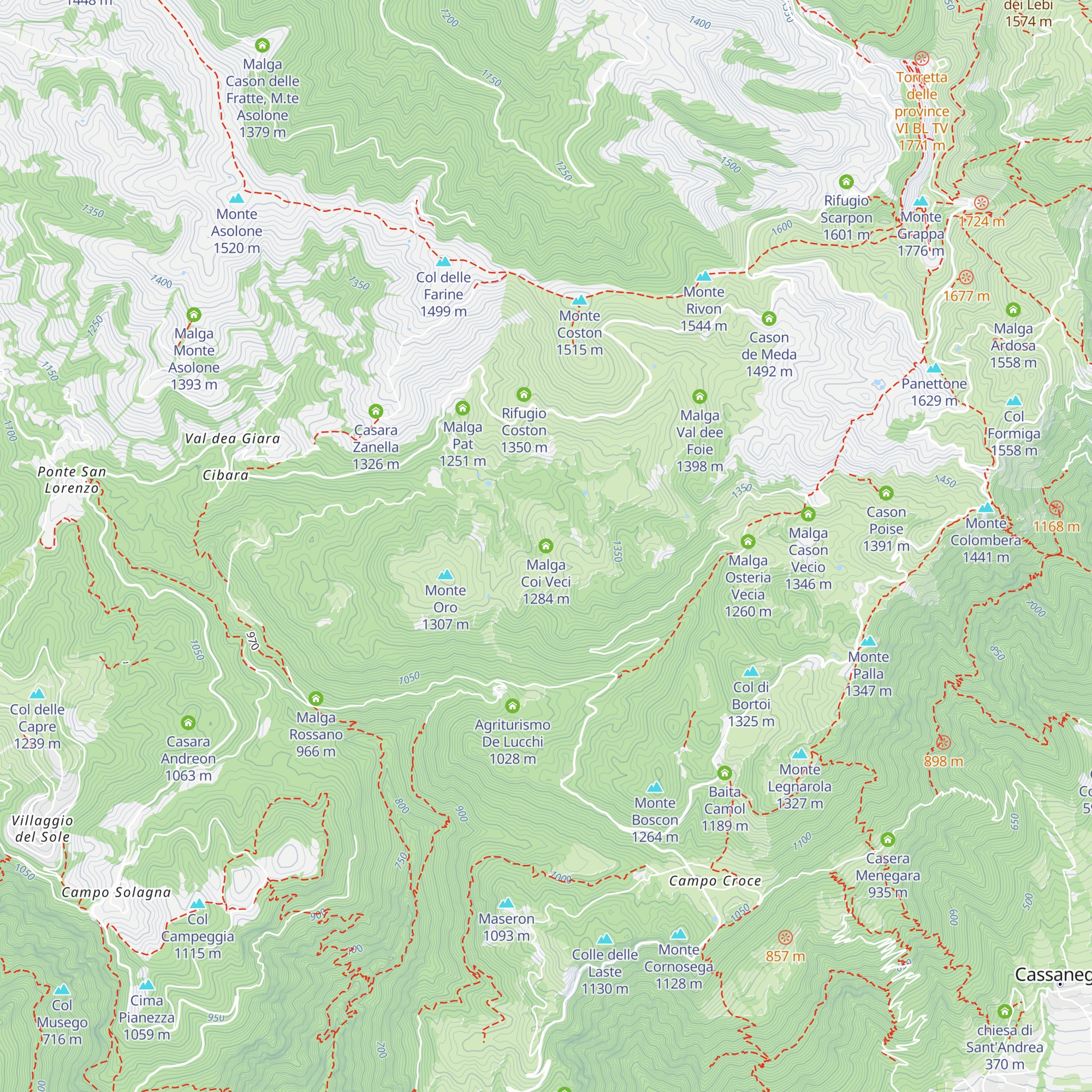 Malga Coi Veci map