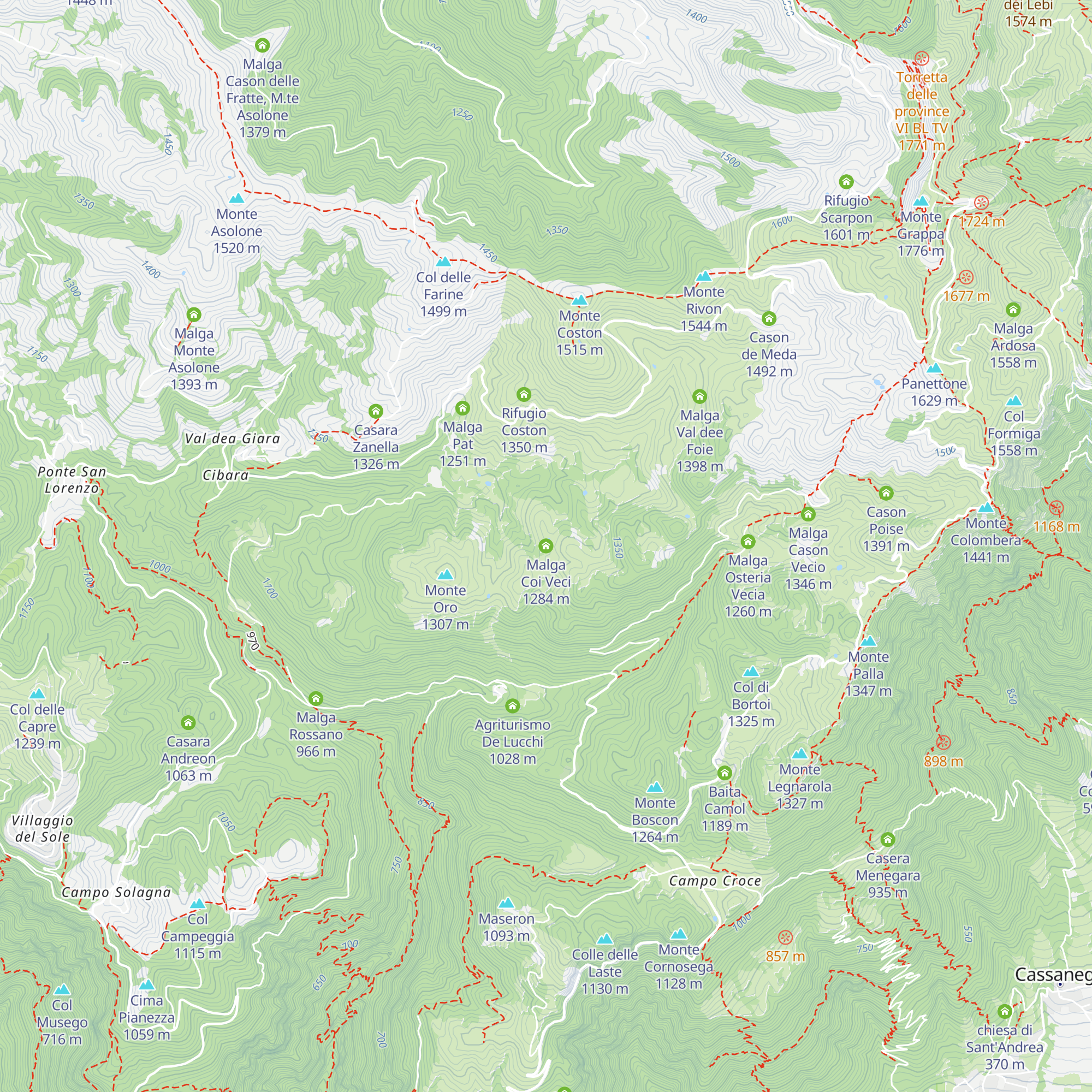 Malga Coi Veci map
