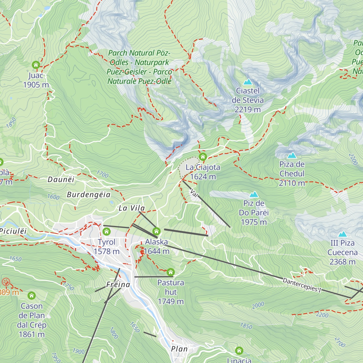 Ciampac hut map