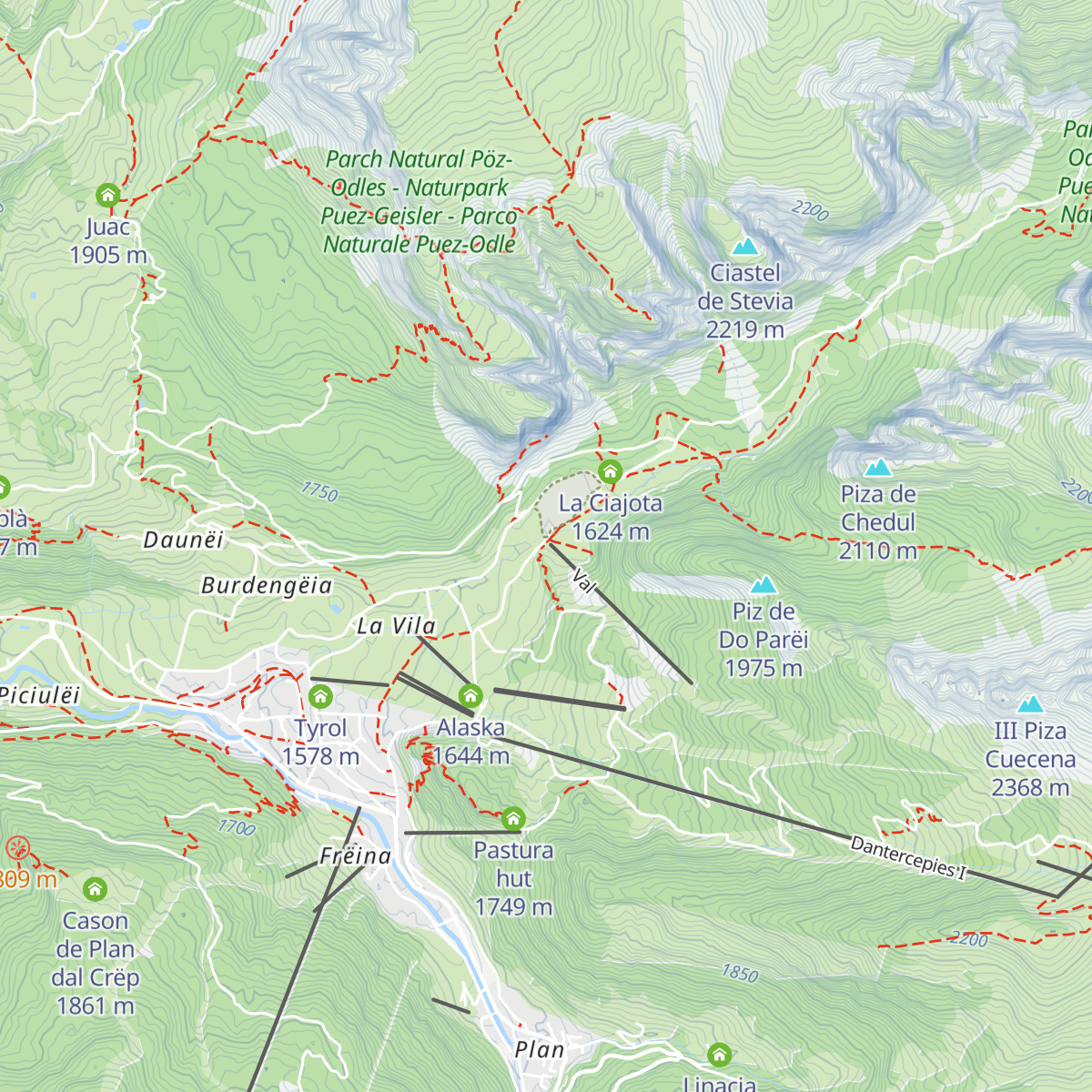 Ciampac hut map