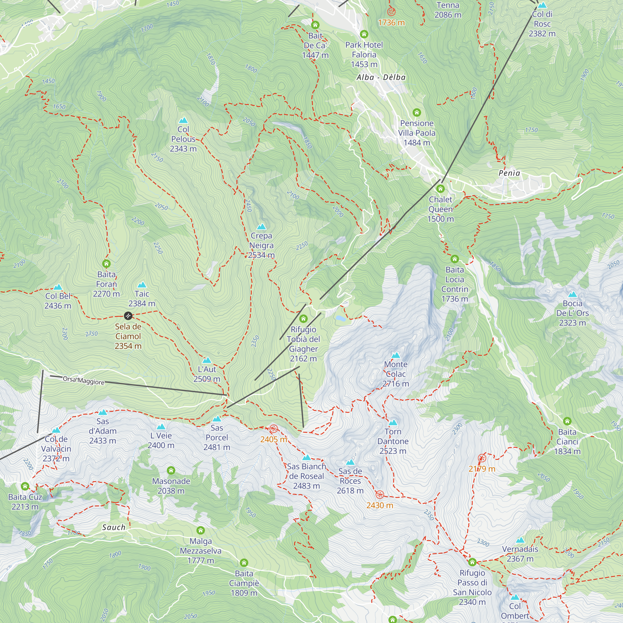 Rifugio Ciampac map