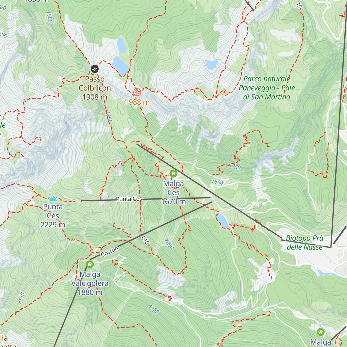 Malga Ces map