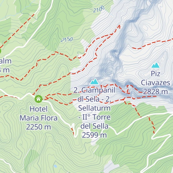 Map of 1. Ciampanil dl Sela - 1. Sellaturm - I° Torre del Sella