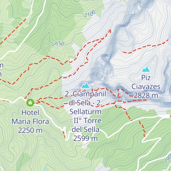 Map of 2. Ciampanil dl Sela - 2. Sellaturm - II° Torre del Sella
