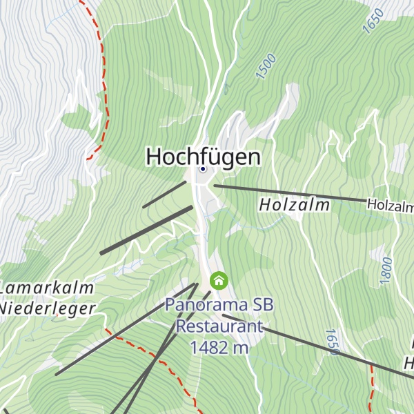 Map of Restaurant im Obergeschoss - Im Winter Selbstbedienungsrestaurant im Untergeschoss