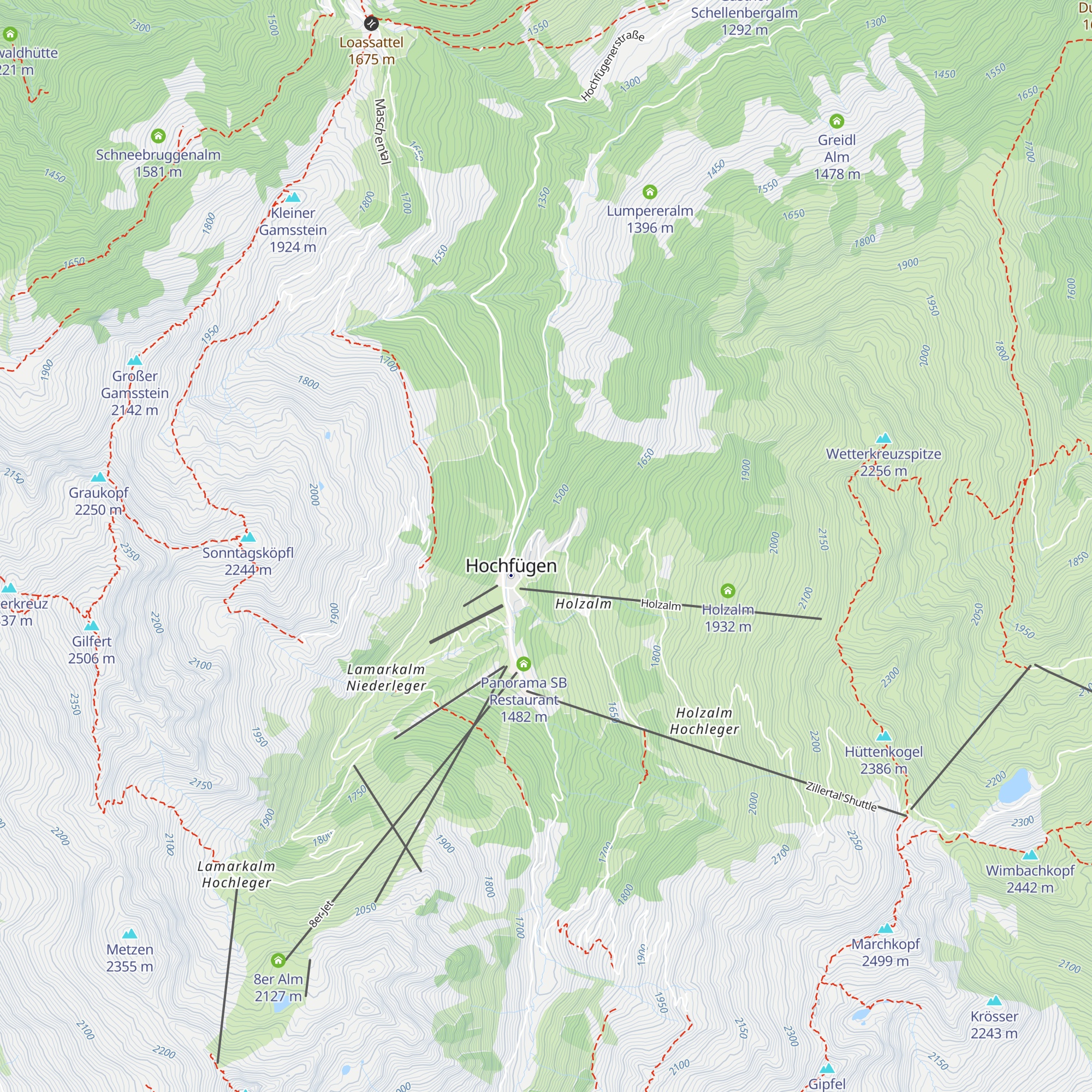 Kaiser Franz Josef Hütten map
