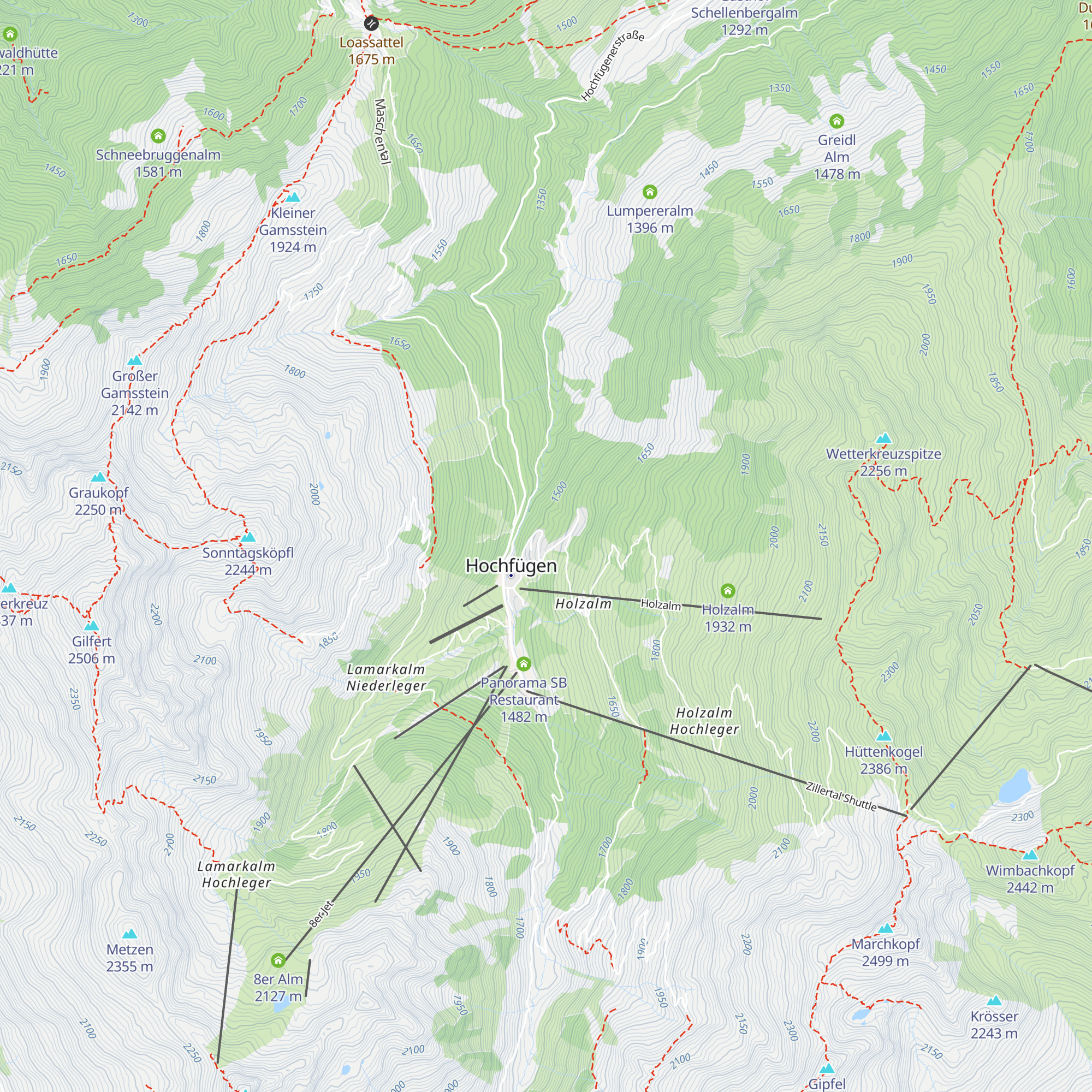 Kaiser Franz Josef Hütten map