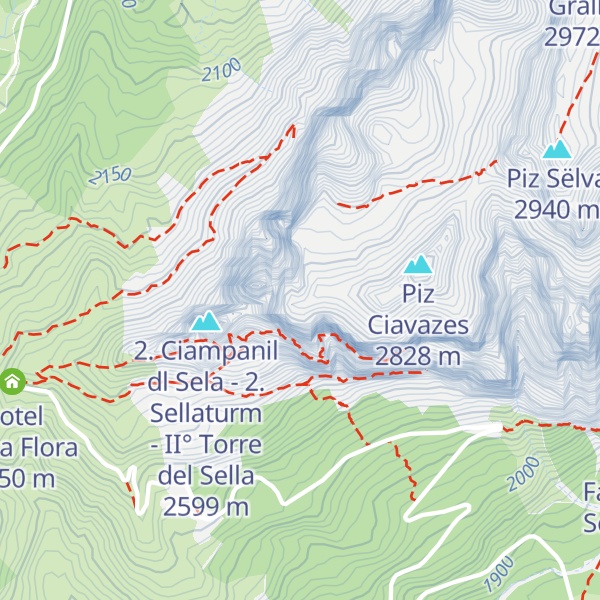 Map of 3. Ciampanil dl Sela - 3. Sellaturm - III° Torre del Sella
