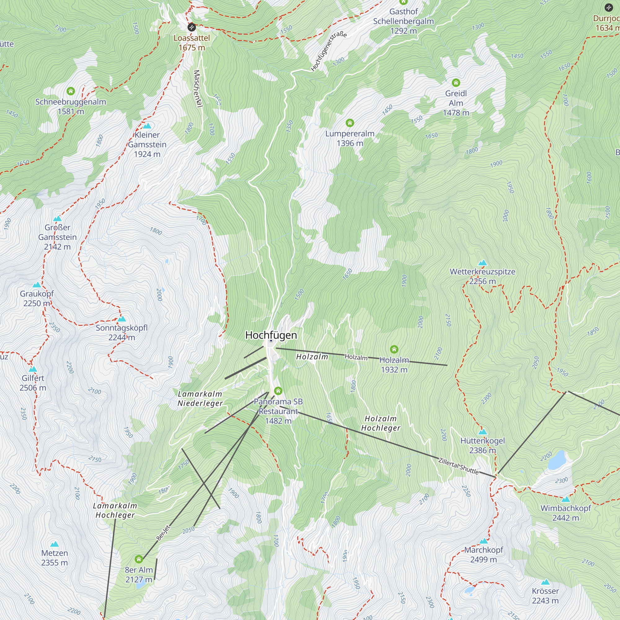 Bromberghütte Hochfügen map