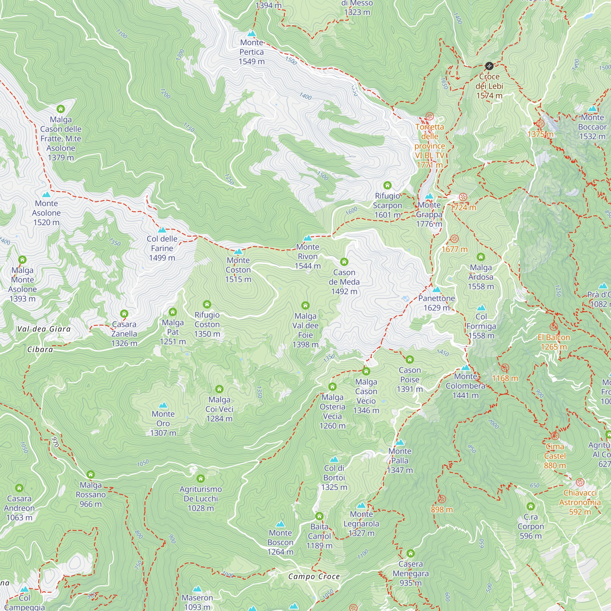 Malga Val dee Foie map