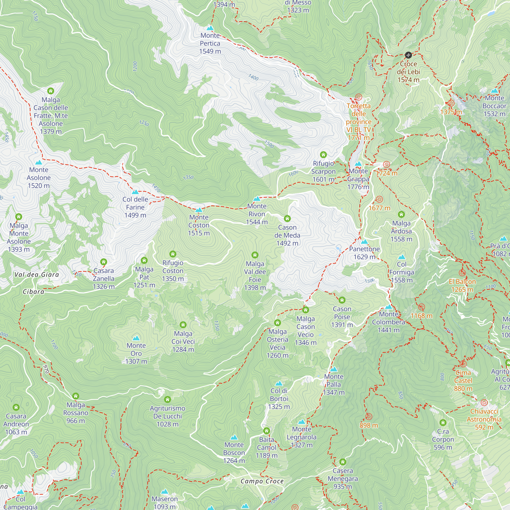 Malga Val dee Foie map
